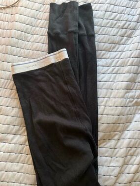 Skims Black Leggings with White Elastic Waistband